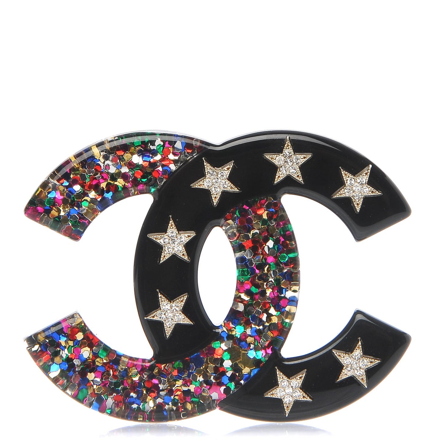 Resin Glitter Crystal CC Star Brooch Multicolor