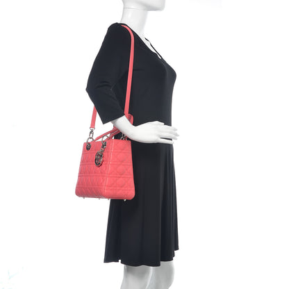 Christian Dior Lambskin Cannage Medium Lady Dior Coral 2 of 11