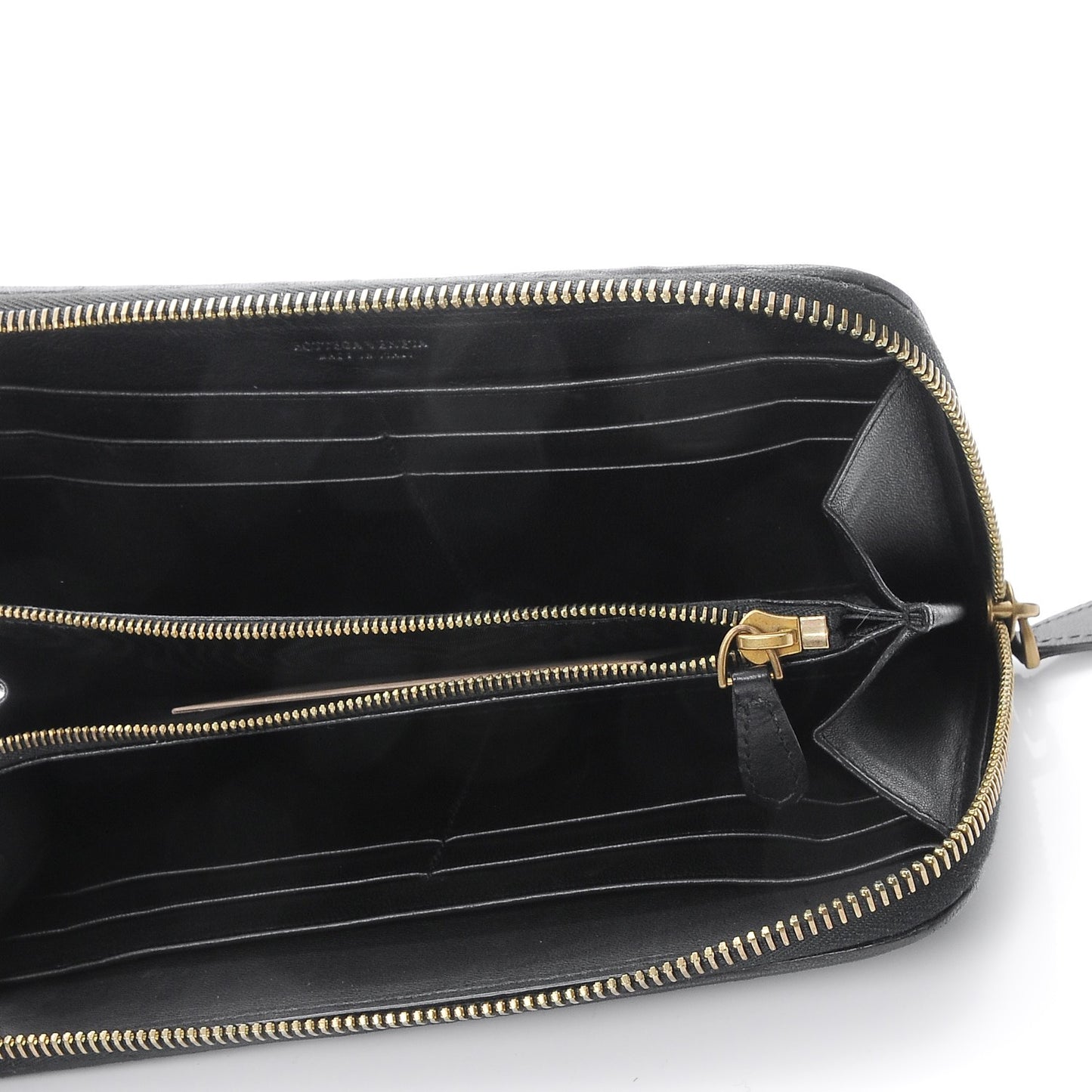 Nappa Intrecciato Zip Around Chain Wallet Nero Black