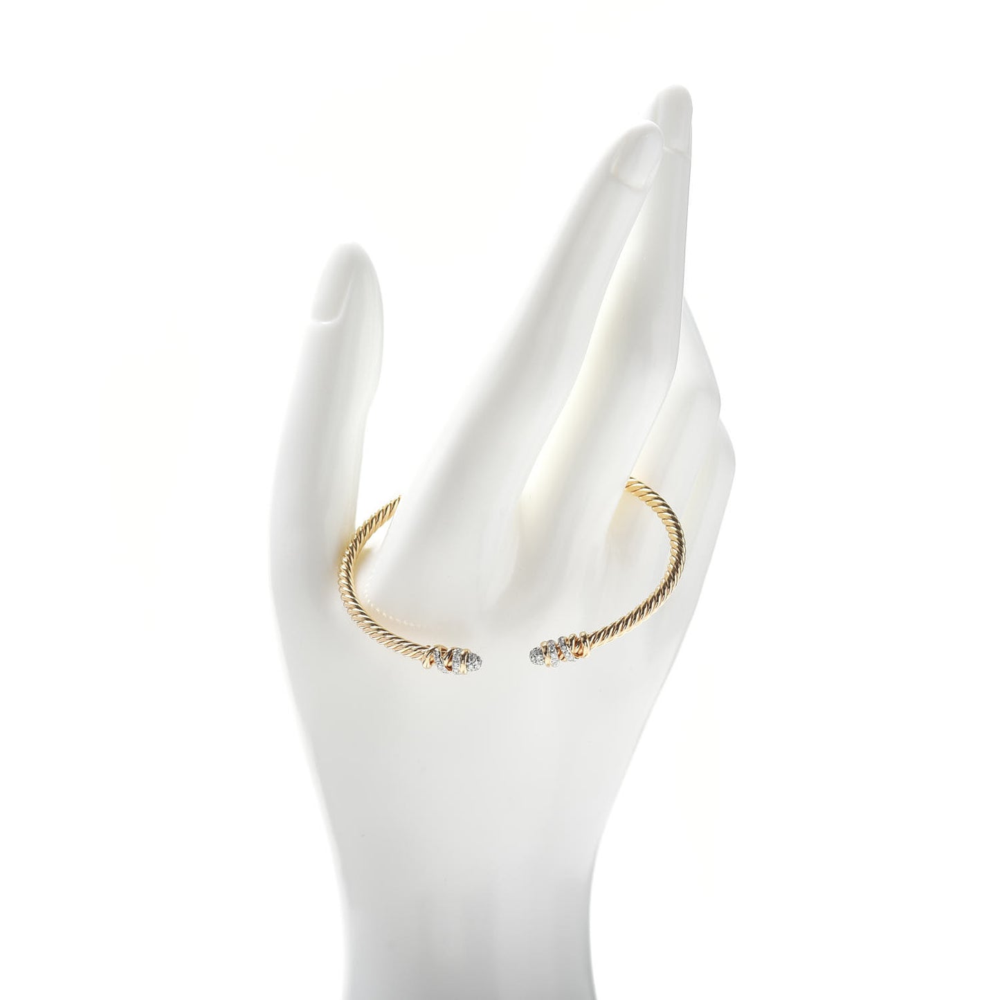 18K Yellow Gold Diamond 3mm Petite Helena Cuff Bracelet