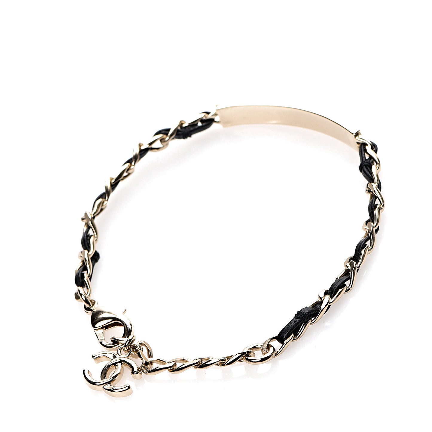 Metal Lambskin Crystal Sergeant Bracelet Gold