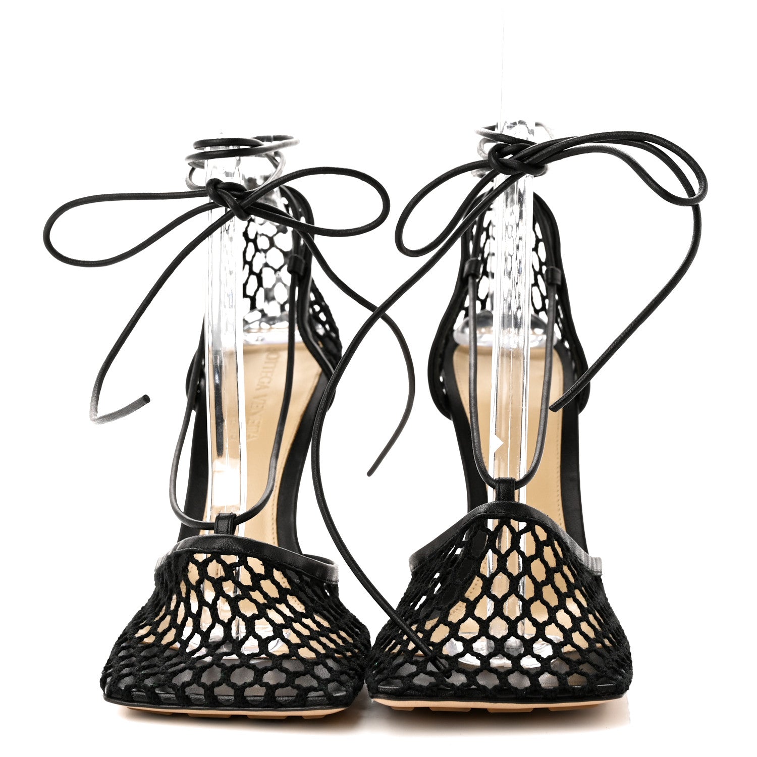 Bottega Veneta Mesh Nappa Stretch Ankle Tie 90mm Sandals 39 Black 2 of 7