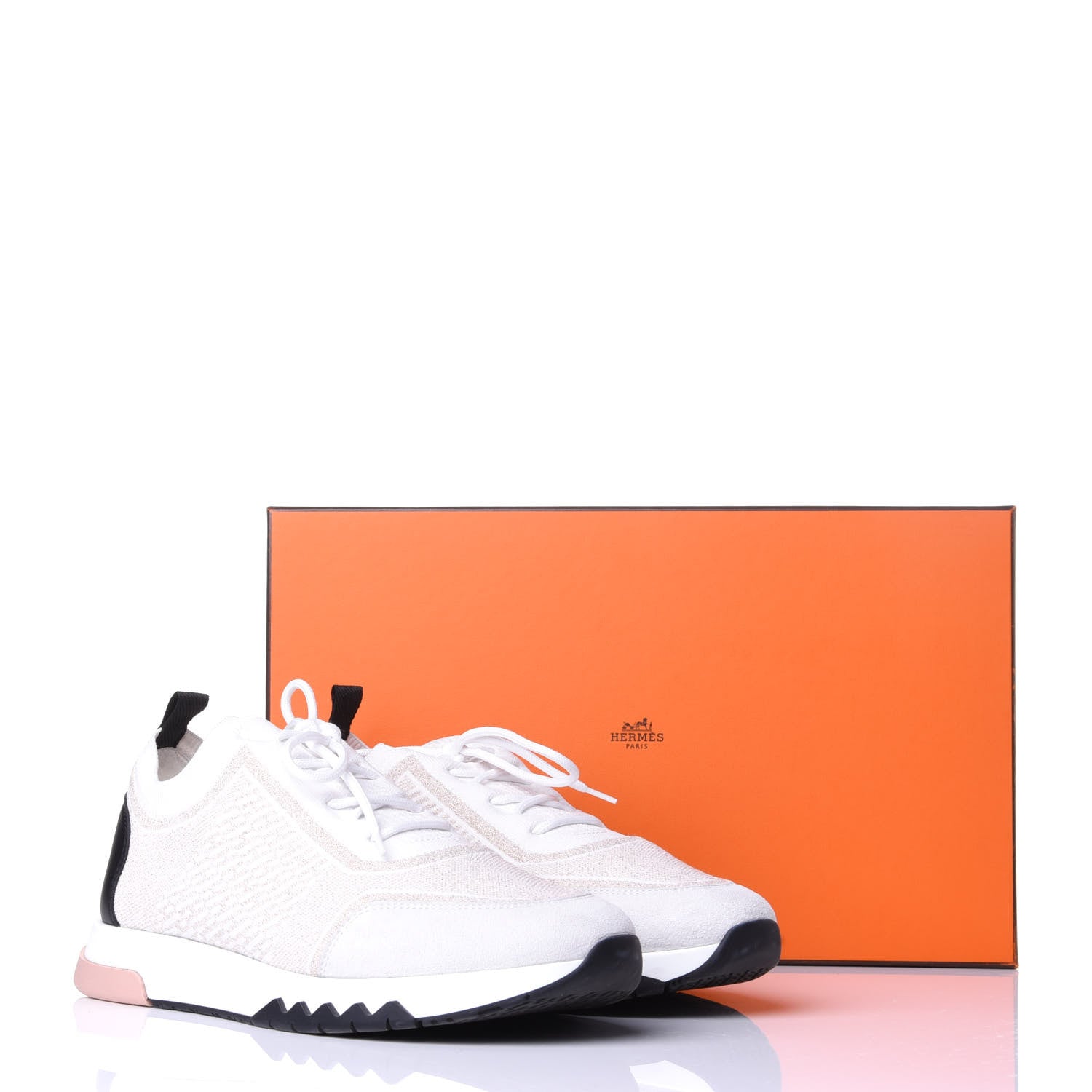 Hermes Technical Canvas Goatskin Womens Addict Sneakers 39 Multicolor Rose Dore 11 of 11