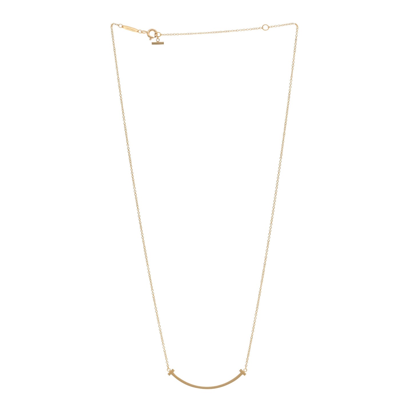 18K Yellow Gold Small T Smile Pendant Necklace