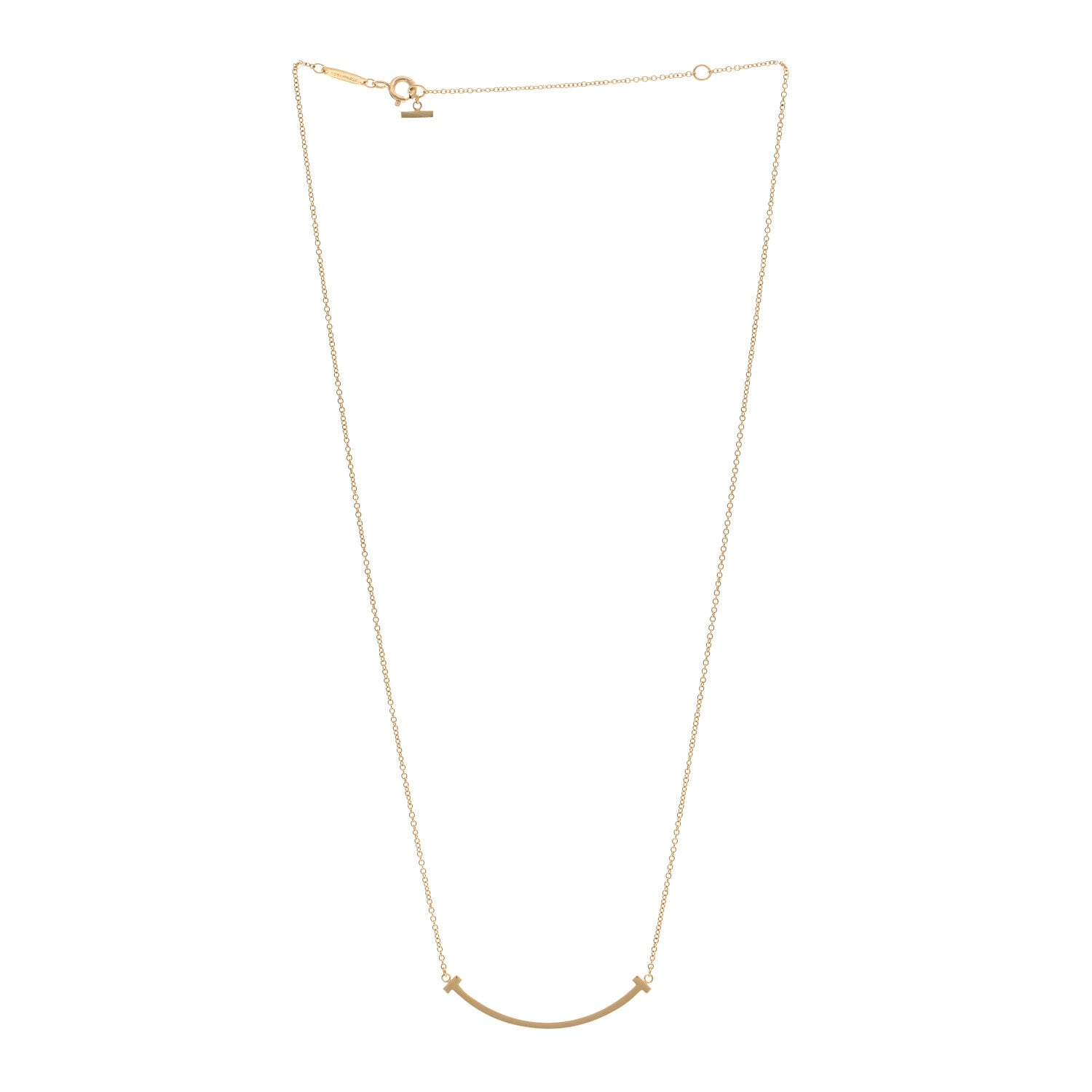 Tiffany 18K Yellow Gold Small T Smile Pendant Necklace 3 of 5