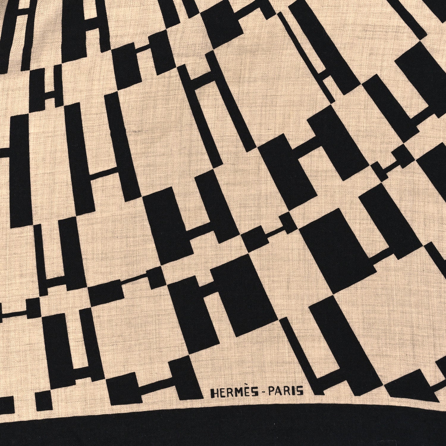 Hermes Cashmere Silk Op'H Shawl 140 Black Naturel 3 of 4