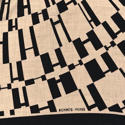 Hermes Cashmere Silk Op'H Shawl 140 Black Naturel 3 of 4