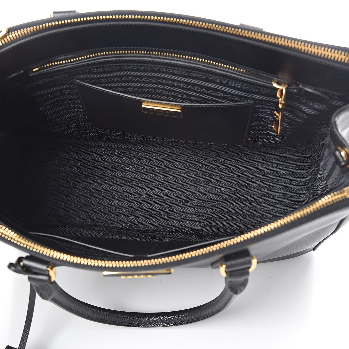 Saffiano Medium Galleria Double Zip Tote Black