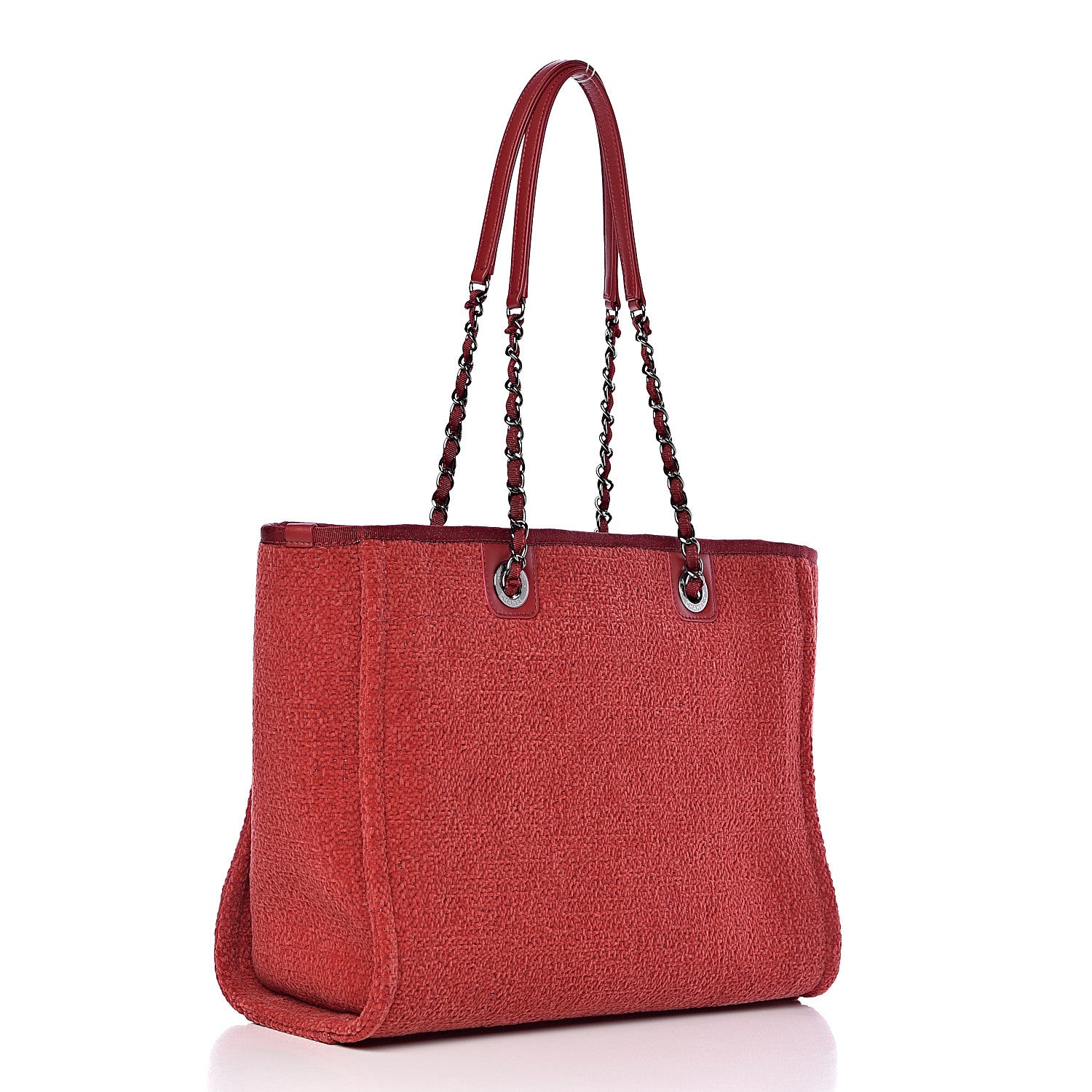 Chanel Lurex Boucle Small Deauville Tote Red 3 of 11