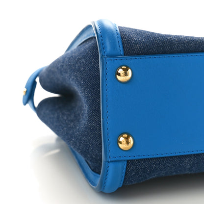Fendi Denim Fabric Nappa FF Mini Peekaboo Iconic Satchel Blue 7 of 8