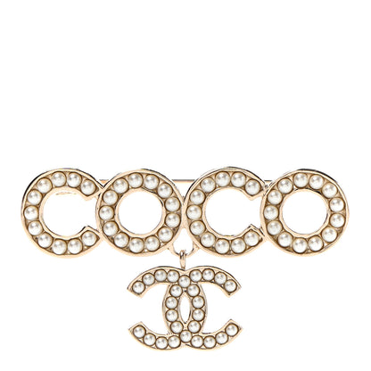 Chanel Pearl Coco Brooch Gold 1 of 5