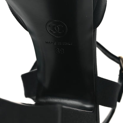 Chanel Grosgrain Platform Sandals 39 Black 7 of 11