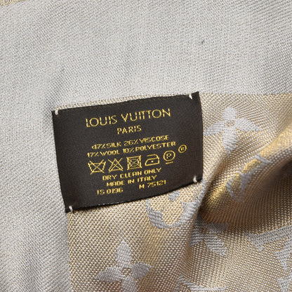 Louis Vuitton Silk Wool Monogram Shine Shawl Beige 4 of 4