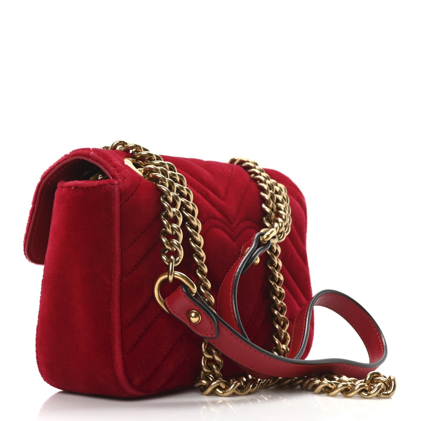 Velvet Matelasse Mini GG Marmont Shoulder Bag Hibiscus Red