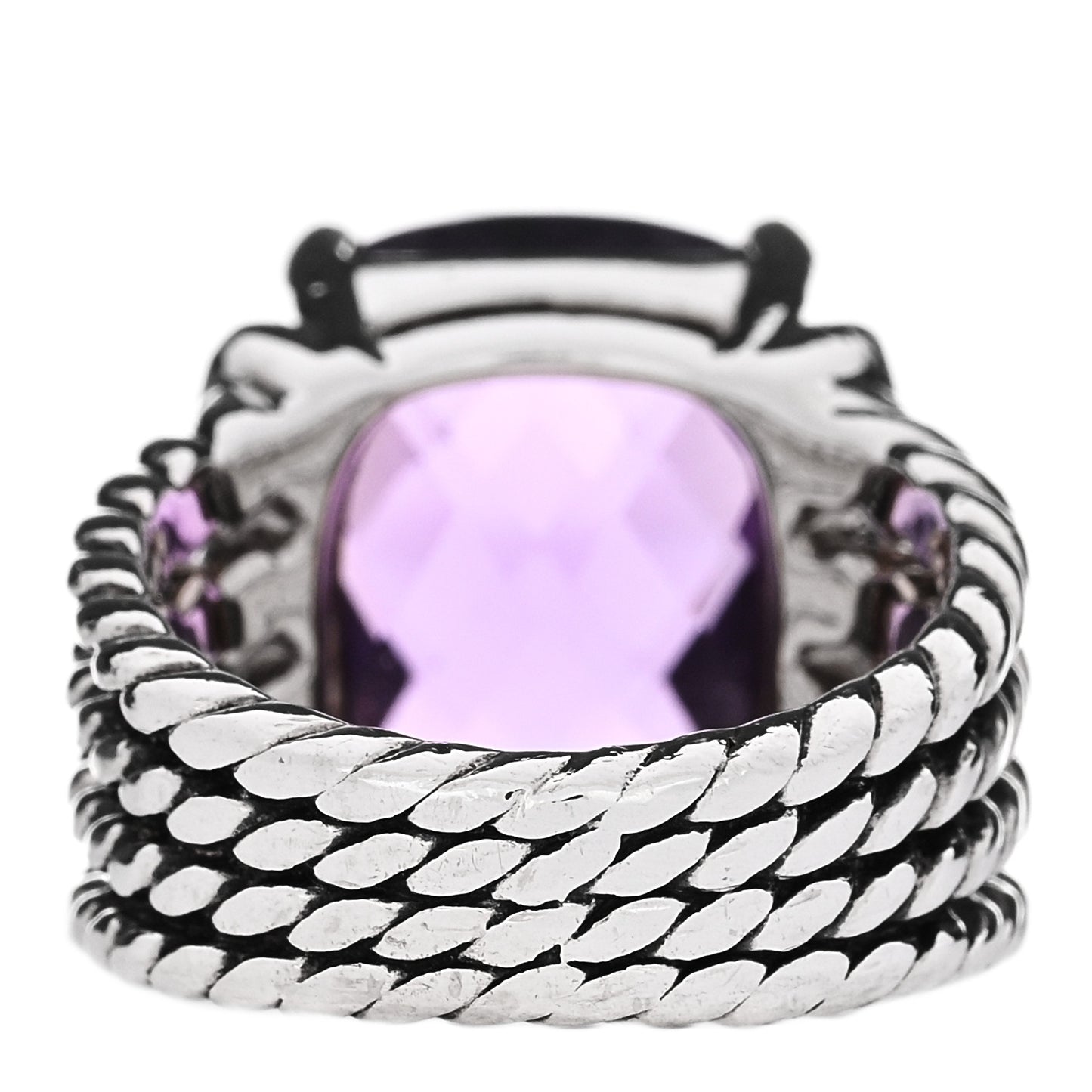 Sterling Silver Diamond Amethyst 16mm Wheaton Ring 51 5.75