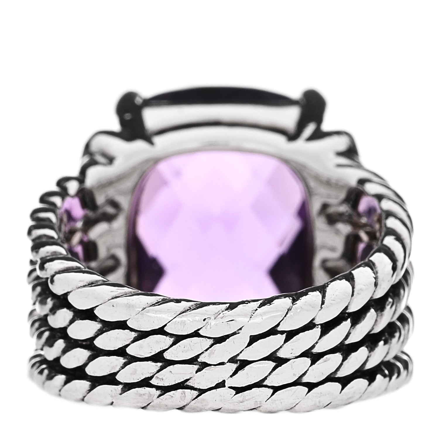 David Yurman Sterling Silver Diamond Amethyst 16mm Wheaton Ring 51 5.75 3 of 4