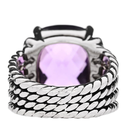 David Yurman Sterling Silver Diamond Amethyst 16mm Wheaton Ring 51 5.75 3 of 4