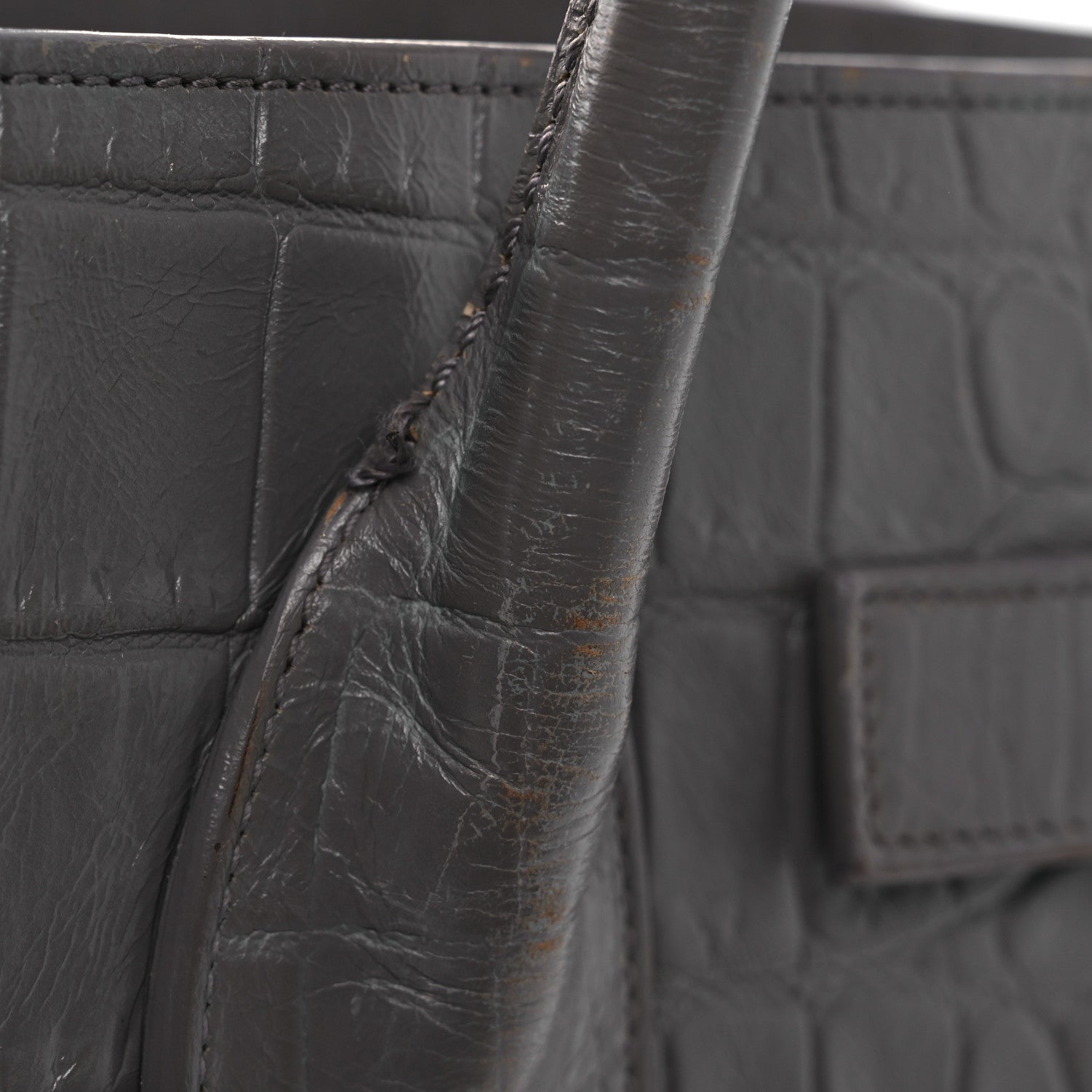 Saint Laurent Calfskin Crocodile Embossed Small Sac de Jour Fog 14 of 19