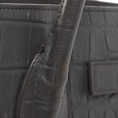 Saint Laurent Calfskin Crocodile Embossed Small Sac de Jour Fog 14 of 19