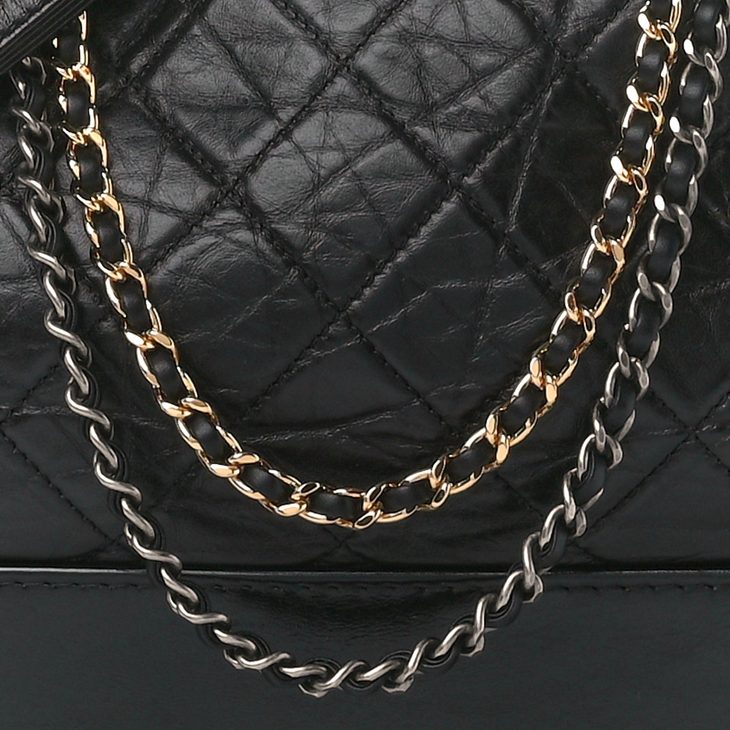 Aged Calfskin Quilted Medium Gabrielle Hobo Black
