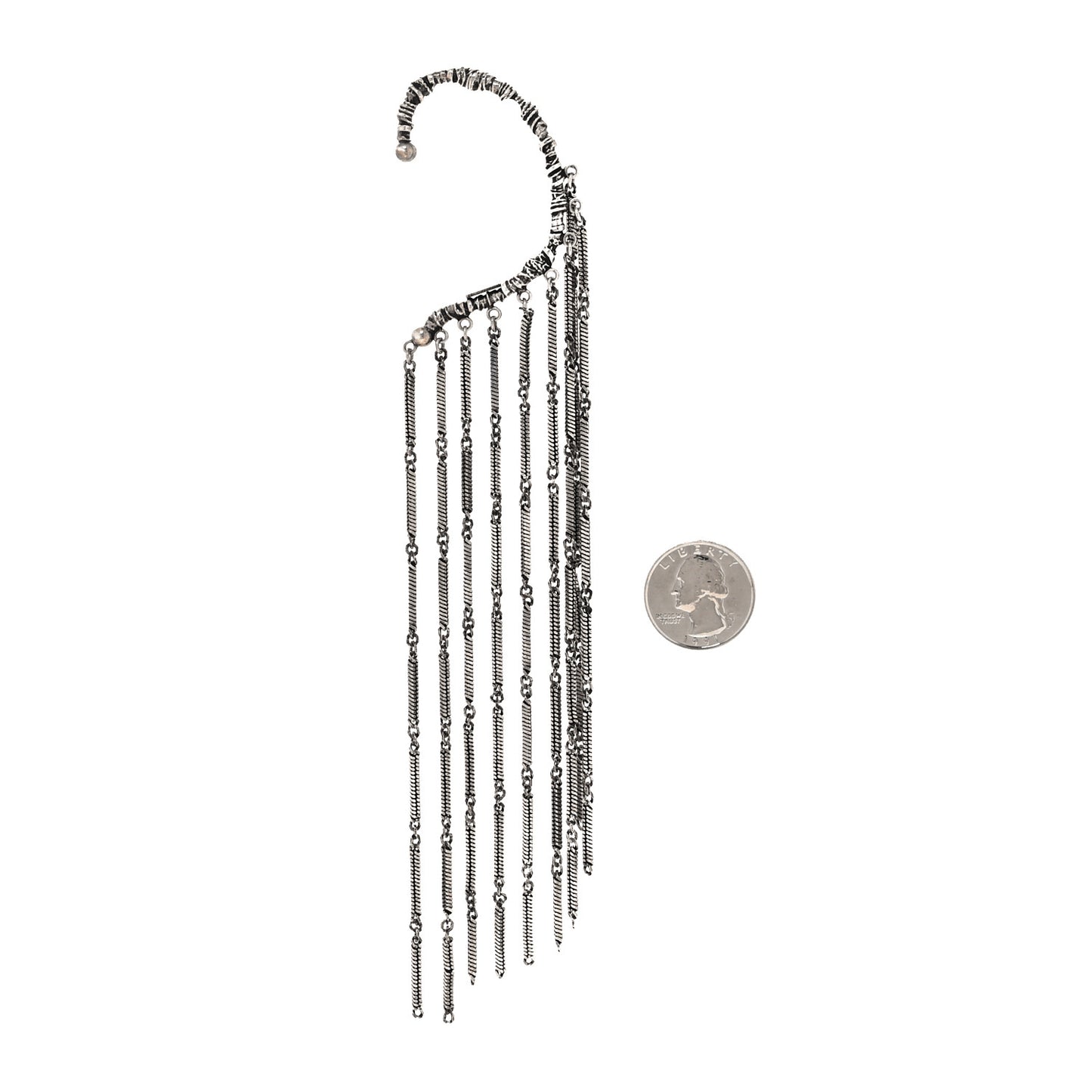 Metal Chain Single Earring Silver