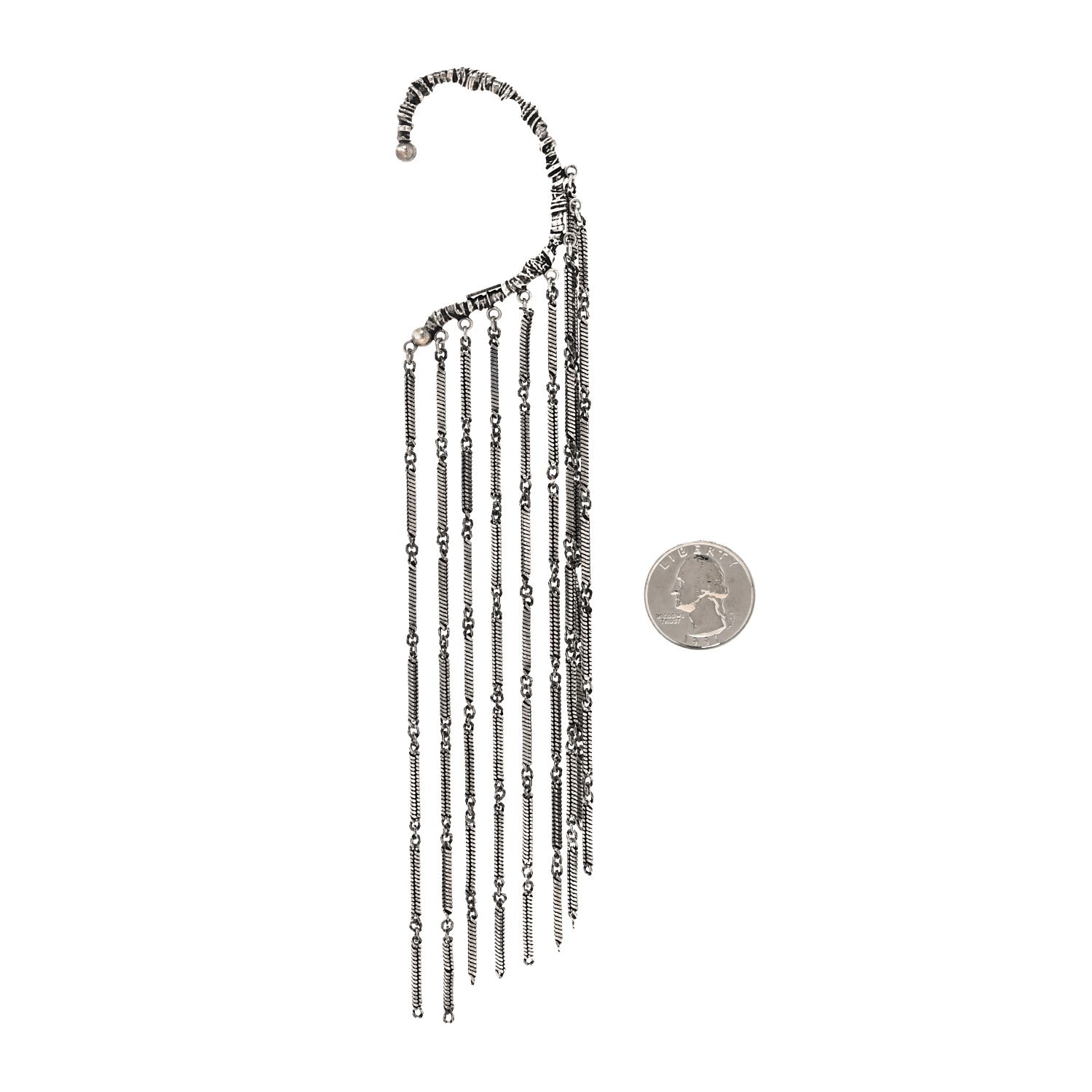 Saint Laurent Metal Chain Single Earring Silver 2 of 3