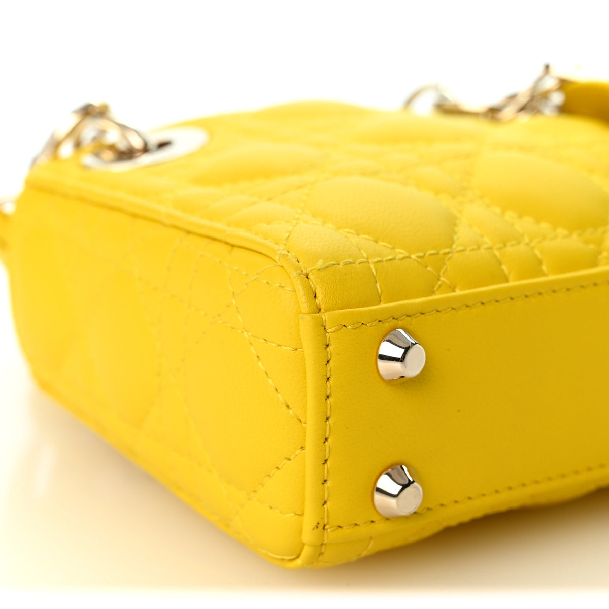 Lambskin Cannage Micro Lady Dior Yellow