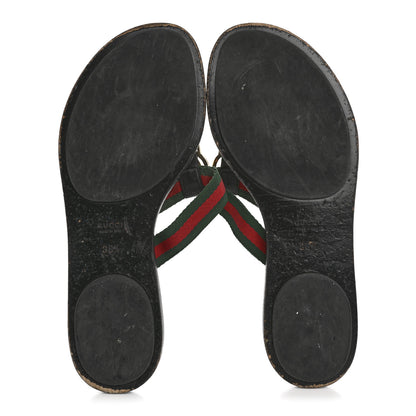 Gucci Nylon Guccissima Web Womens Thong Sandals 38.5 Green Red Black 6 of 11
