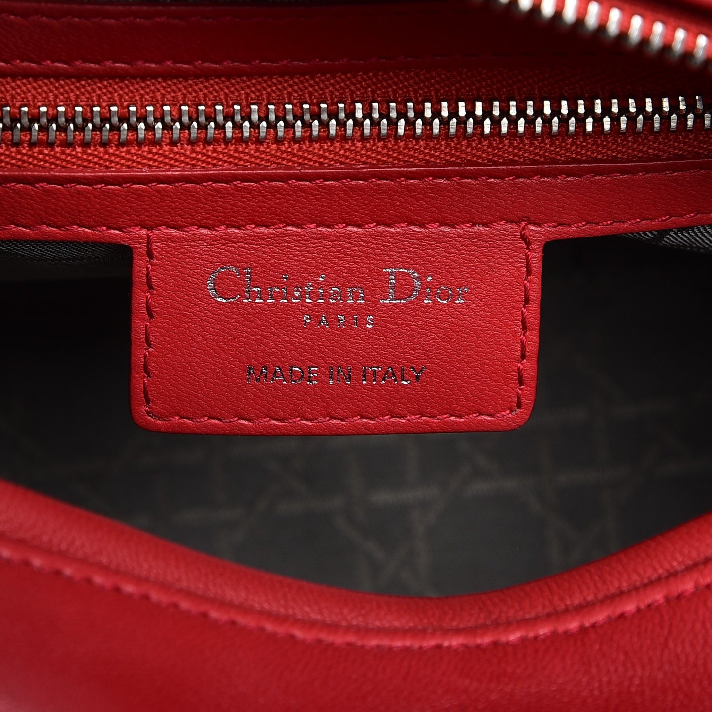 Lambskin Cannage Medium Lady Dior Red