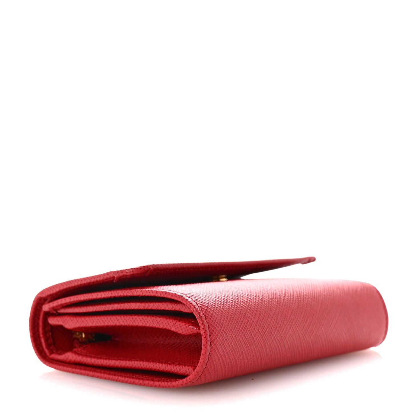 Saffiano Metal Tri-Fold Compact Wallet Red