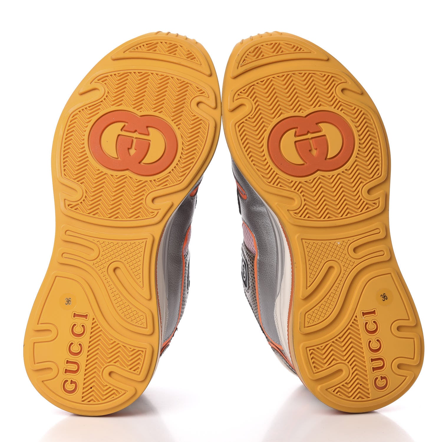 Gucci Calfskin Suede Mesh Lizard Embossed Womens Ultrapace Sneakers 36 Silver Anthracite Neon Orange 5 of 8