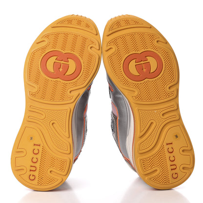 Gucci Calfskin Suede Mesh Lizard Embossed Womens Ultrapace Sneakers 36 Silver Anthracite Neon Orange 5 of 8