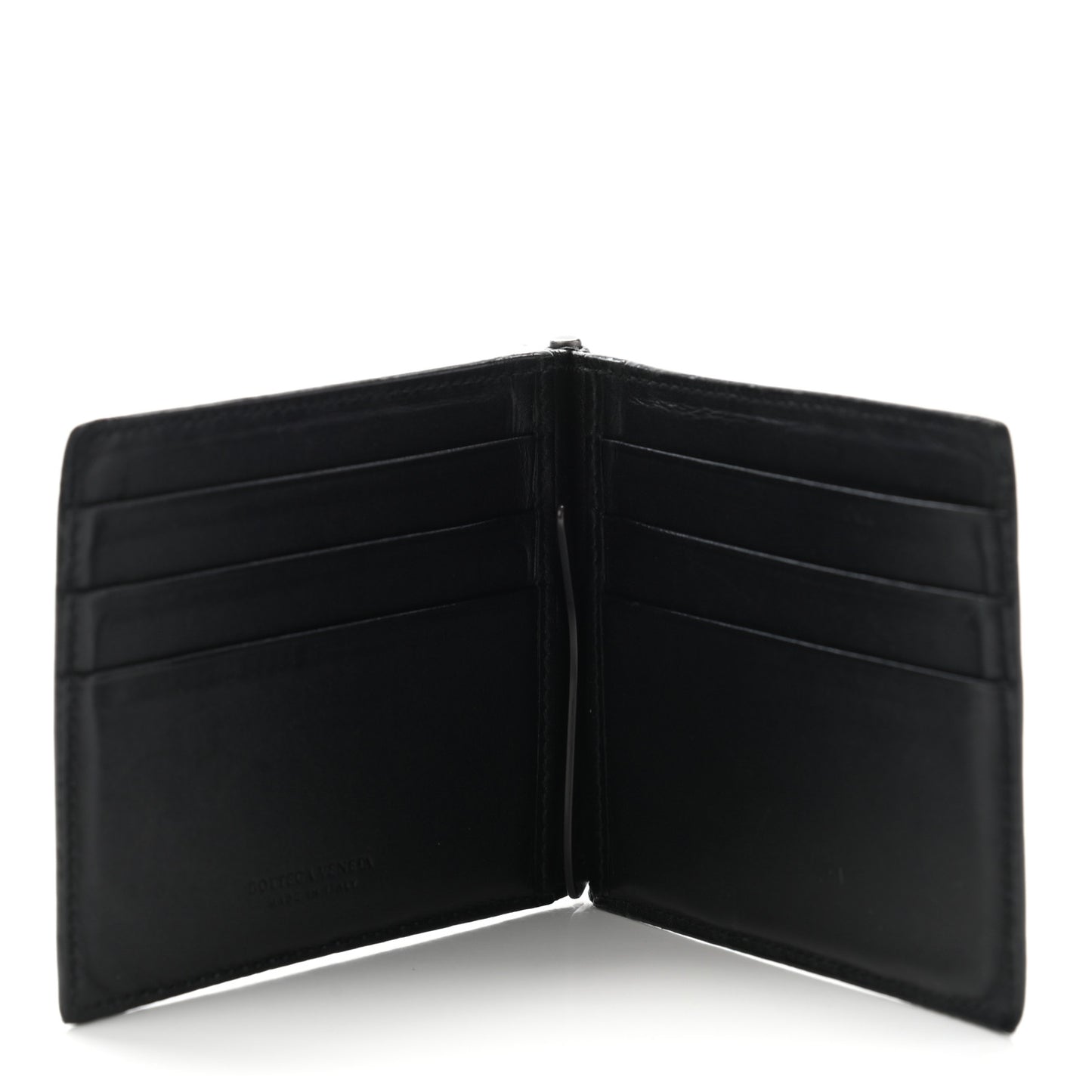 Nappa Intrecciato Bi-Fold Money Clip Wallet Black