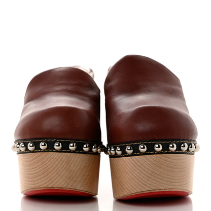 Christian Louboutin Calfskin Shearling Joan 130 Platform Mules 36 Burgundy 2 of 8