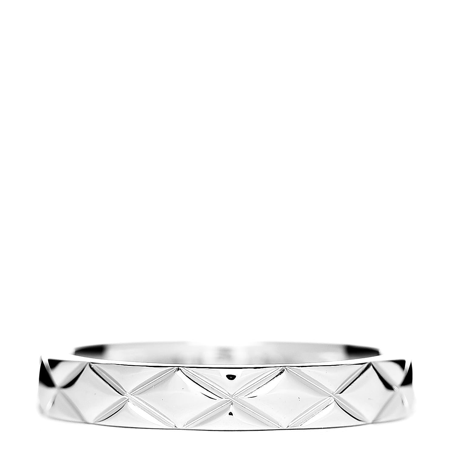 Chanel 18K White Gold Small Matelasse Ring 56 7.5 3 of 6