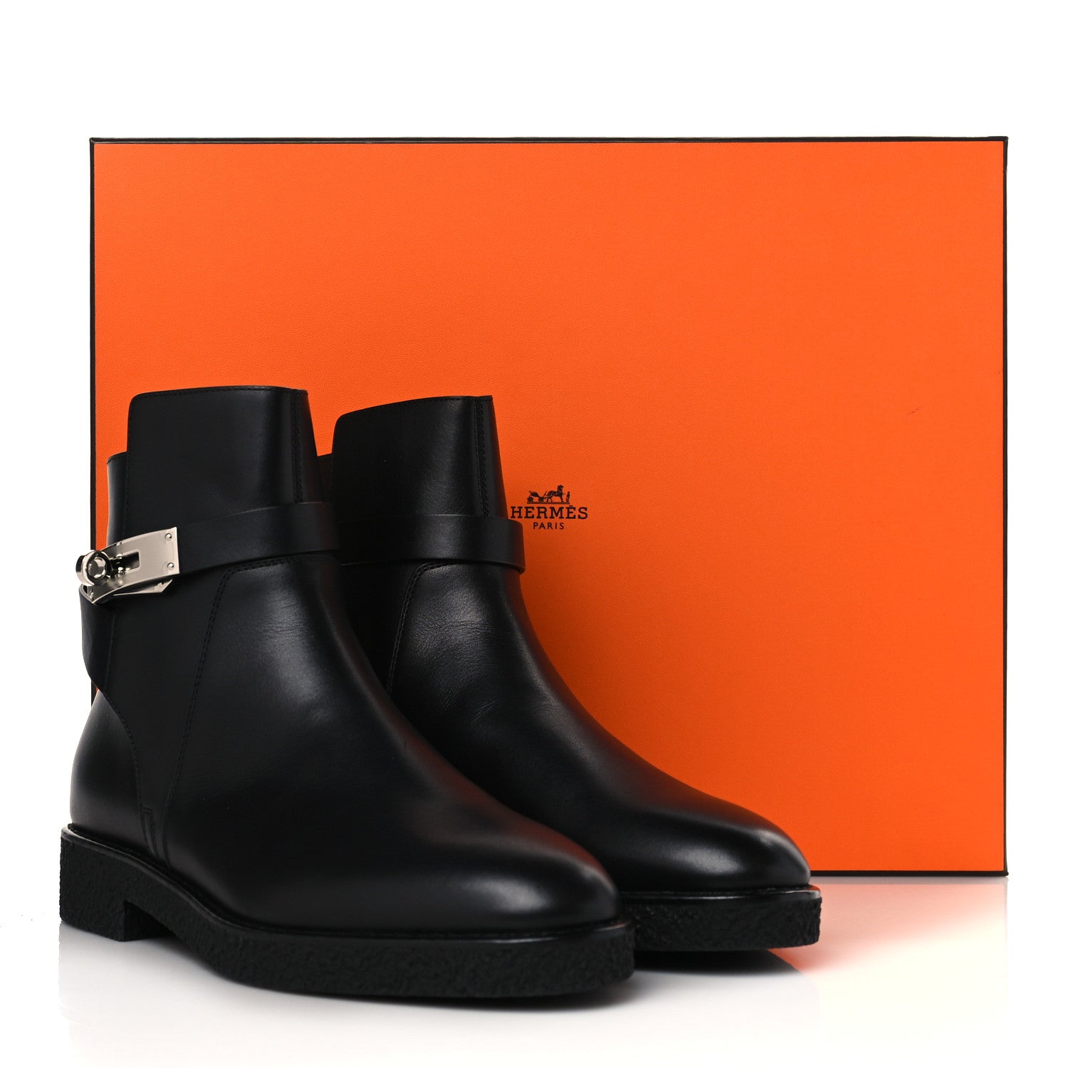 Hermes Calfskin Follow Ankle Boots 37.5 Black 9 of 9
