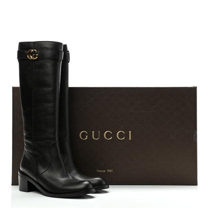 Gucci Calfskin Interlocking G Riding Boots 39.5 Black 8 of 8