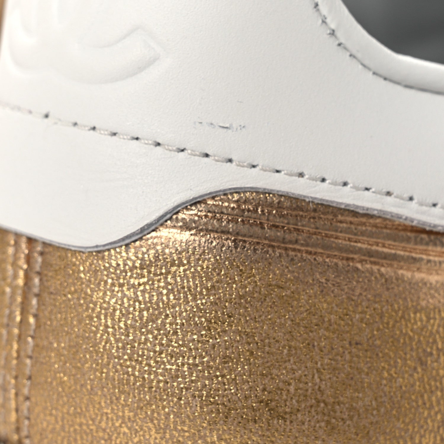 Chanel Laminated Calfskin Suede Quilted Womens CC Sneakers 39 Gold 11 of 11