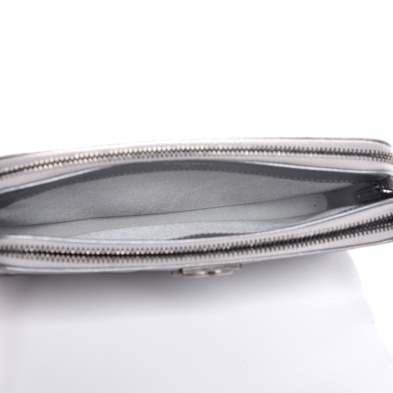 Chanel Metallic Caviar Quilted Small Boy Clutch With Chain Silver 6 of 10
