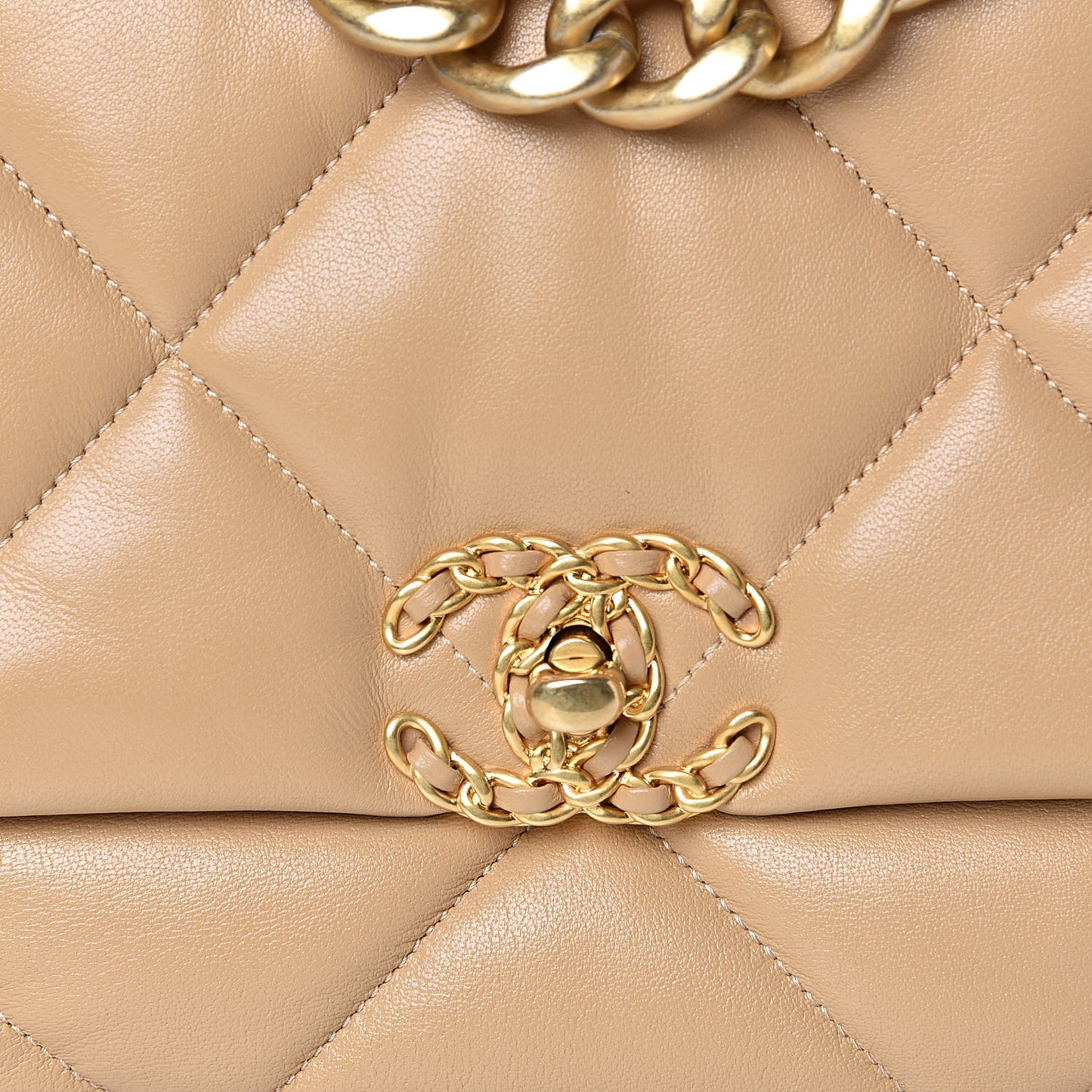 Lambskin Quilted Maxi 19 Flap Dark Beige