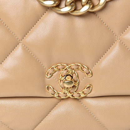 Chanel Lambskin Quilted Maxi 19 Flap Dark Beige 10 of 11