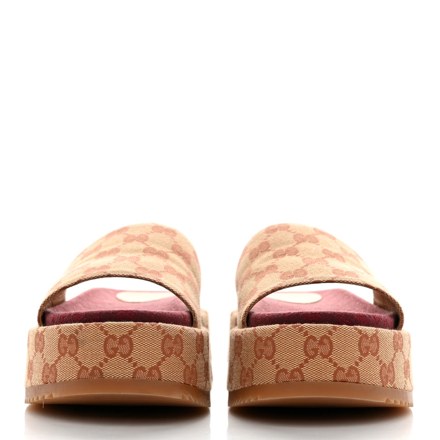Canvas GG Monogram Angelina Platform Slide Sandals 38.5 Beige Ruggine