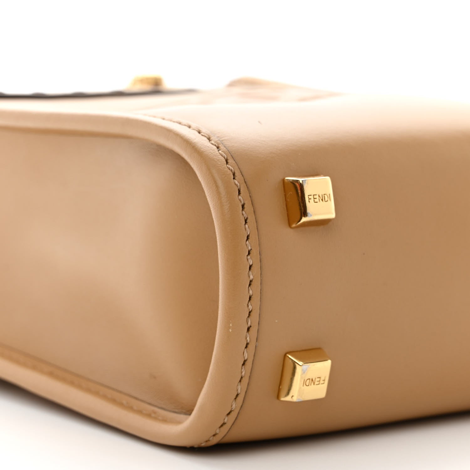 Fendi Vitello King Plexiglass Logo Embossed Mini Fendi Sunshine Shopper Tote Miele Scuro 9 of 13