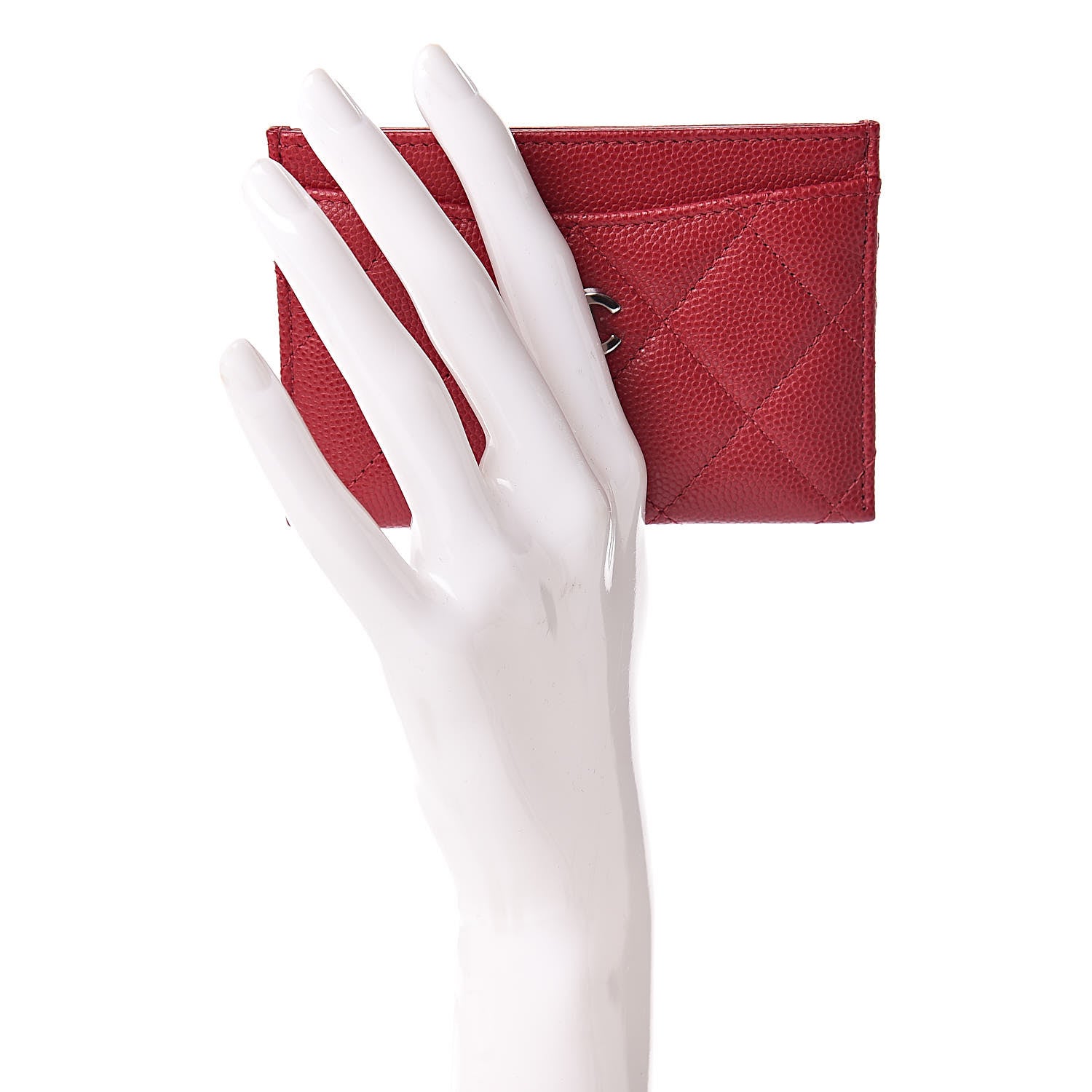 Chanel Caviar Quilted Card Holder Dark Pink 2 of 9