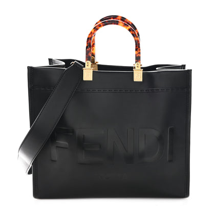 Fendi Vitello King Plexiglass Medium Fendi Sunshine Shopper Tote Black 1 of 11