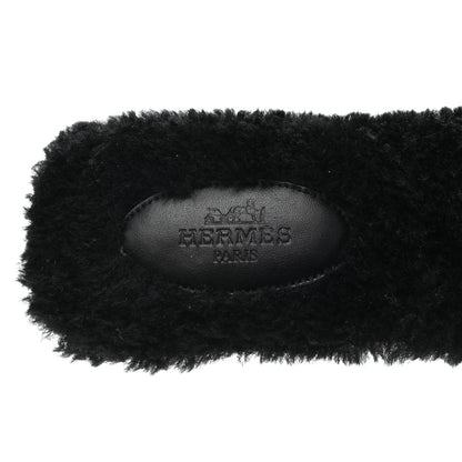 Hermes Woolskin Oran Sandals 38.5 Black 7 of 7