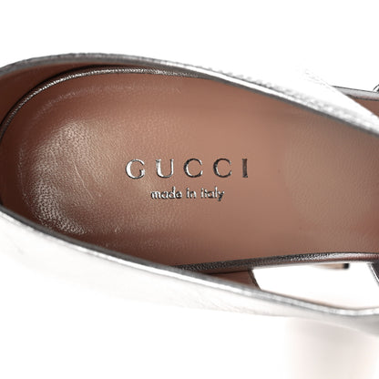 Gucci Metallic Nappa Crawford Knotted Strap Platform 38.5 Silver 7 of 13