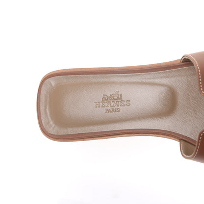 Hermes Box Calfskin Oran Sandals 38 Gold 7 of 9