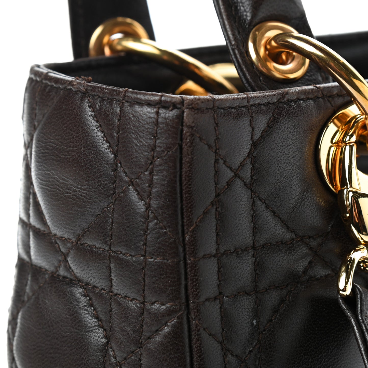 Lambskin Cannage Medium Lady Dior Dark Brown