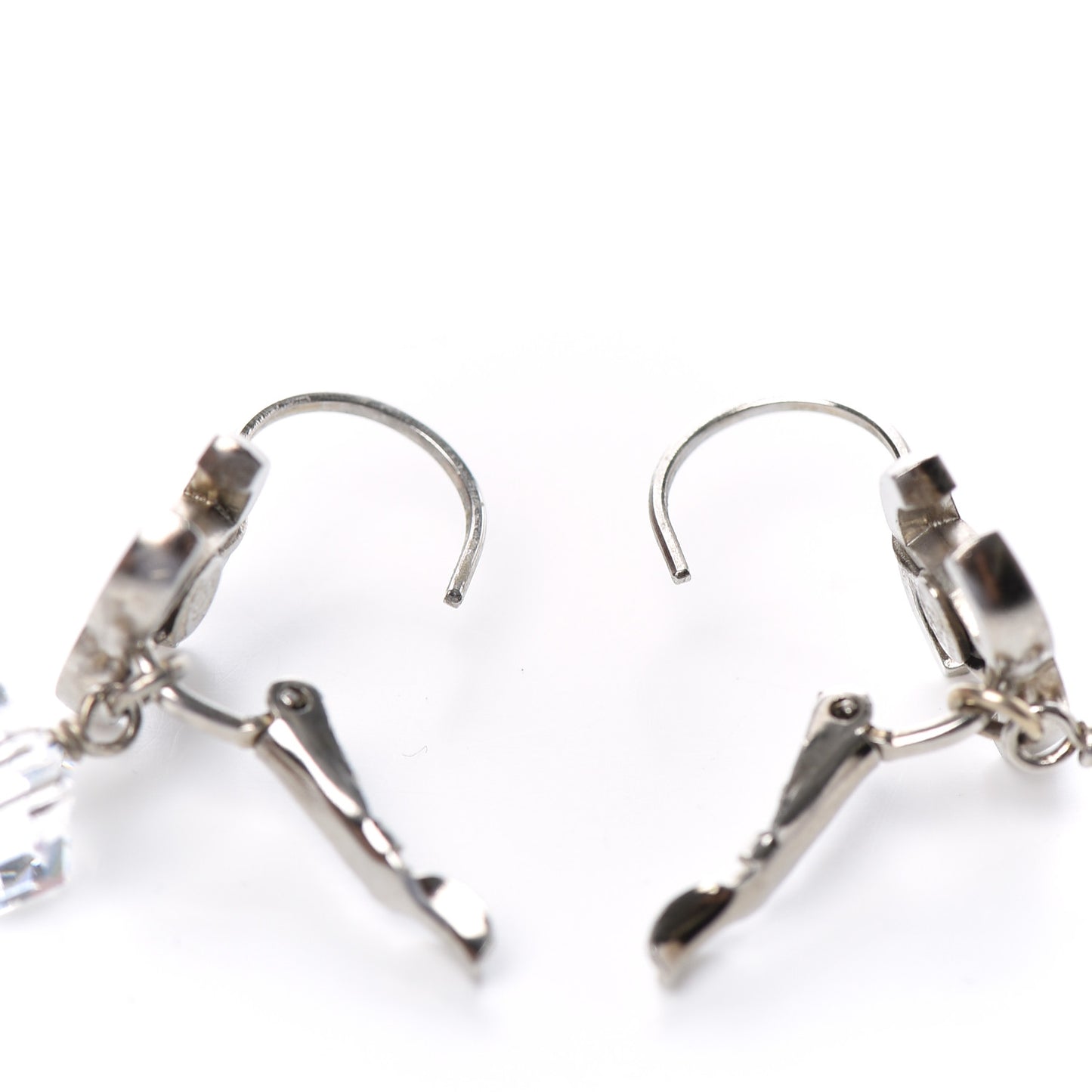 Crystal CC Dangle Earrings Silver Black